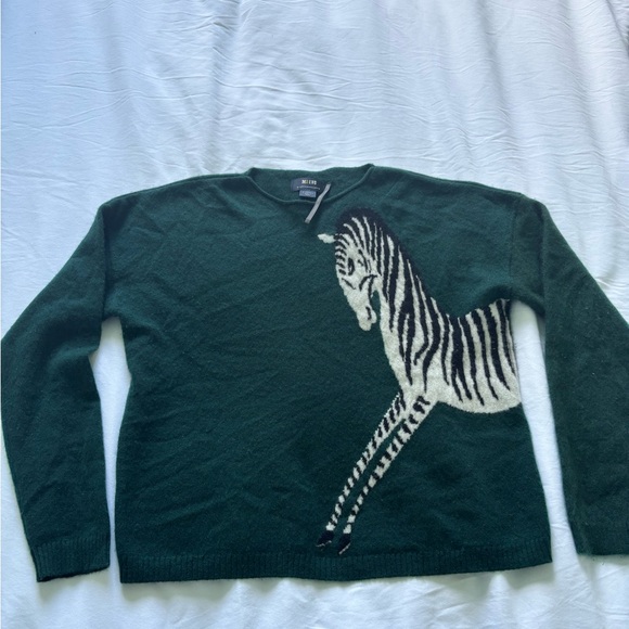 Anthropologie Sweaters - Green Sweater with Zebra Design